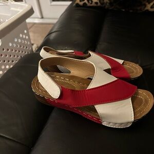 Red with white, size 7, comfortable, light weight